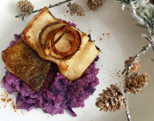 Forellenfilet auf Blaukrautrisotto