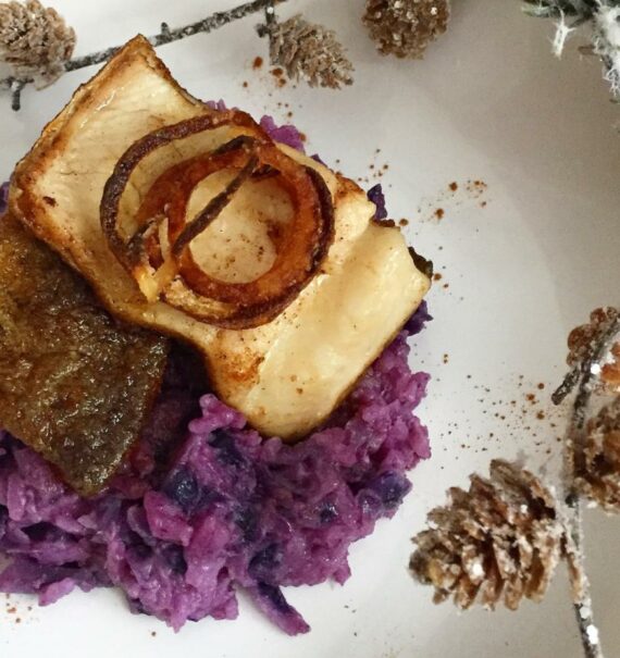 Forellenfilet auf Blaukrautrisotto