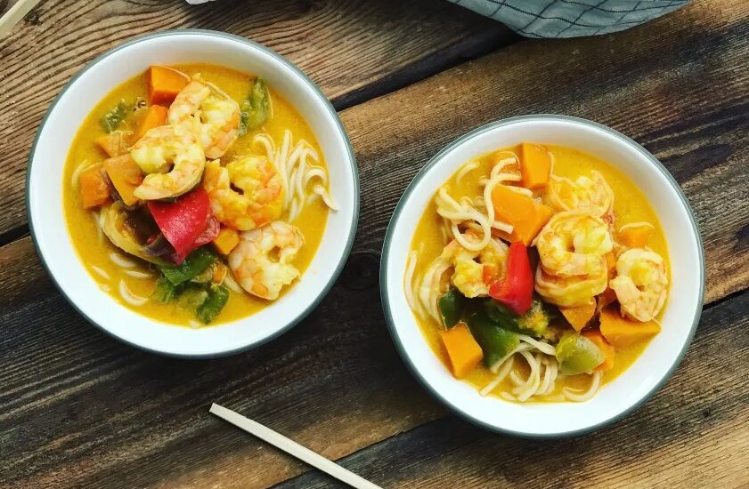 Thai Nudelsuppe mit Garnelen