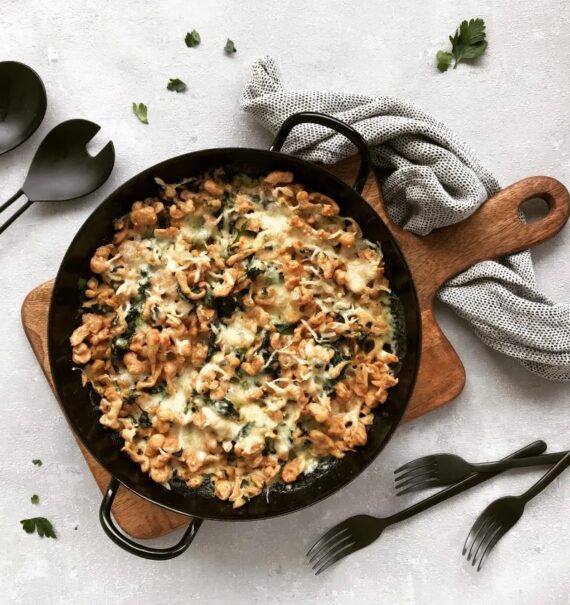 Dinkel Käsespätzle mit Spinat