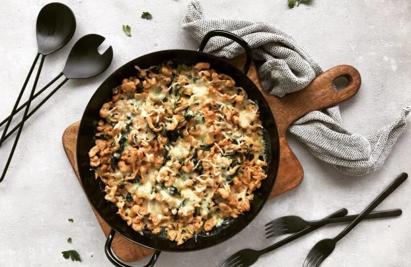 Dinkel Käsespätzle mit Spinat