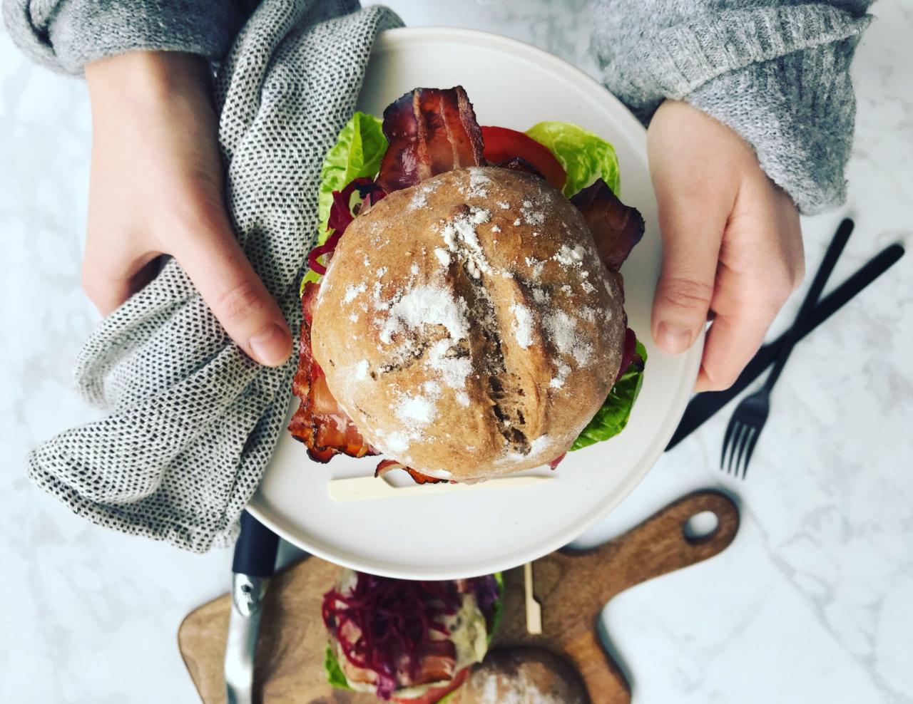Bier Burger mit Wildschwein Patties