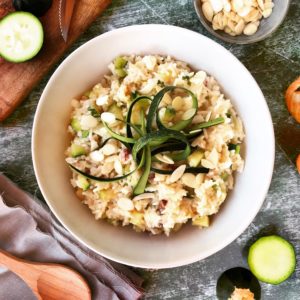 Zucchini-Reis-Pfanne mit Mandeln