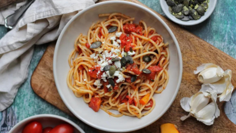 Spaghetti mit Kürbis-Tomaten-Sauce