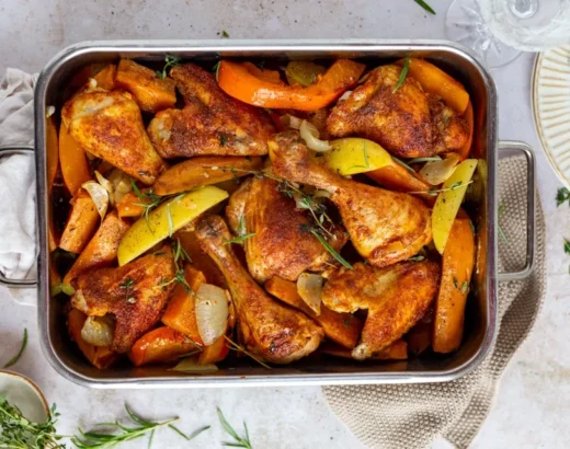 Ofenhuhn mit herbstlichem Schmorgemüse