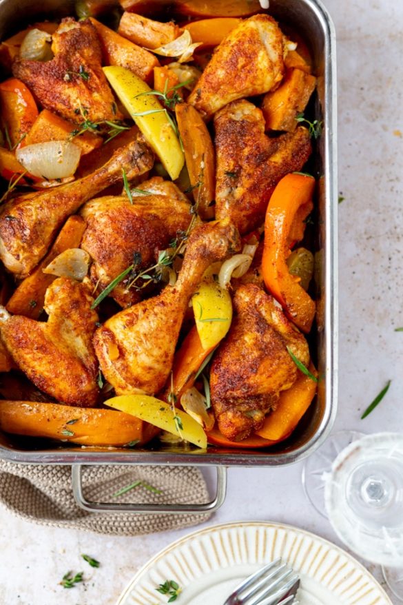 Ofenhuhn mit herbstlichem Schmorgemüse - cookiteasy by Simone Kemptner