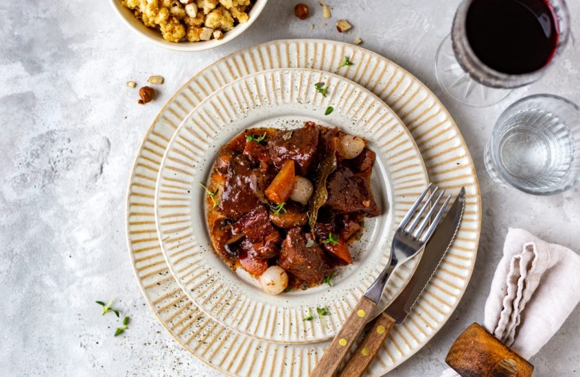 Boeuf Bourguignon mit Haselnussspätzle