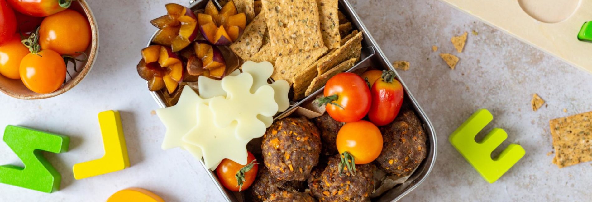 Jausenbox mit Kürbis-Hackfleisch-Bällchen