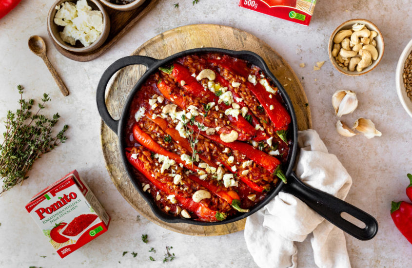 Gefüllte Paprika mit Dinkelreis