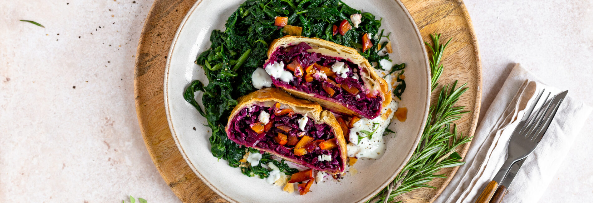 Kürbis Blaukraut Strudel