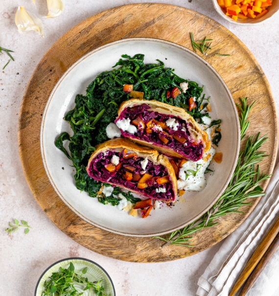 Kürbis Blaukraut Strudel