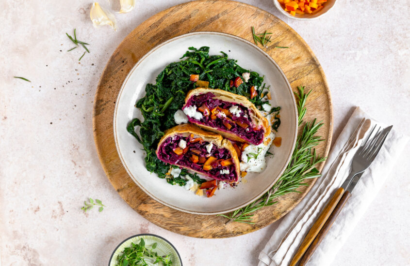 Kürbis-Blaukrautstrudel