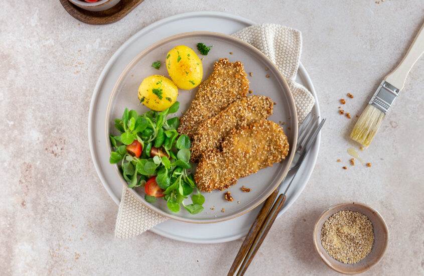 Hühner Sesam Schnitzel