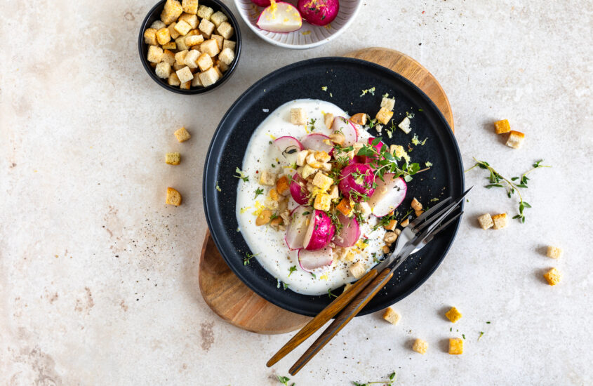 Ofen-Radieschen mit Crouton-Crunch